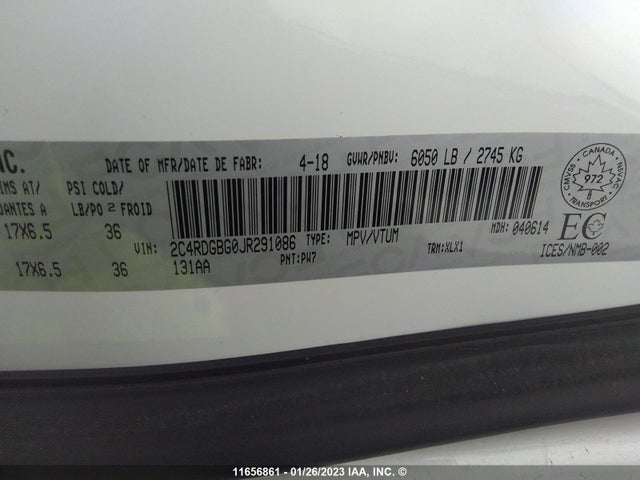 Dodge Grand Caravan Se 2018 2C4RDGBG0JR291086 Image 9