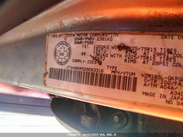 Toyota 4RUNNER SR5 2002 JT3HN86R529063316 Image 10