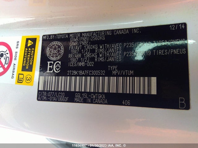 2T2BK1BA7FC300532 Lexus Rx 350/base/f Sport