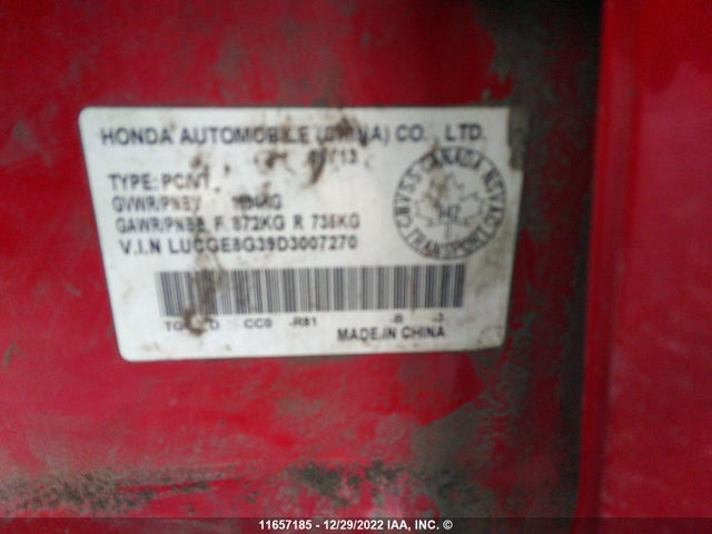 Honda Fit 2013 LUCGE8G39D3007270 Image 10