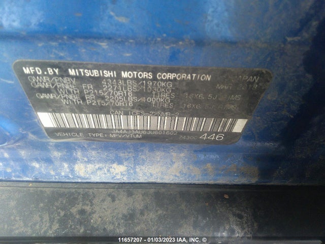 JA4AJ3AU6JU601602 Mitsubishi RVR SE