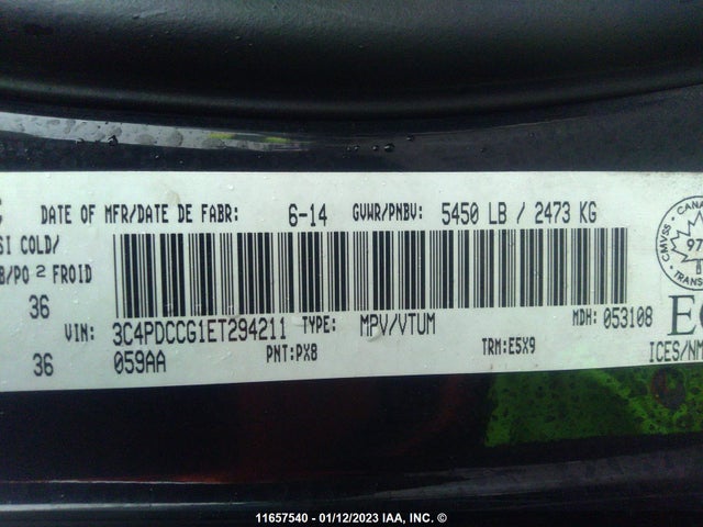 Dodge Journey 2014 3C4PDCCG1ET294211 Image 9