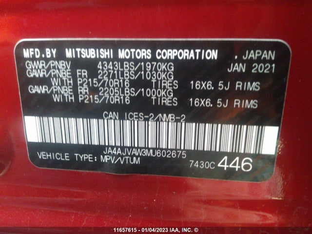 JA4AJVAW3MU602675 Mitsubishi Rvr Se/sel/le/gt