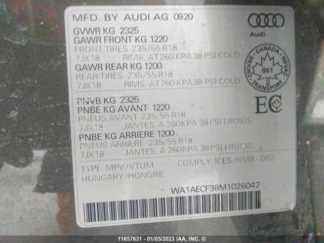 WA1AECF38M1026042 Audi Q3 Komfort 45