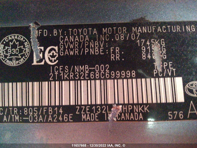 Toyota Matrix 2007 2T1KR32E68C699998 Image 10