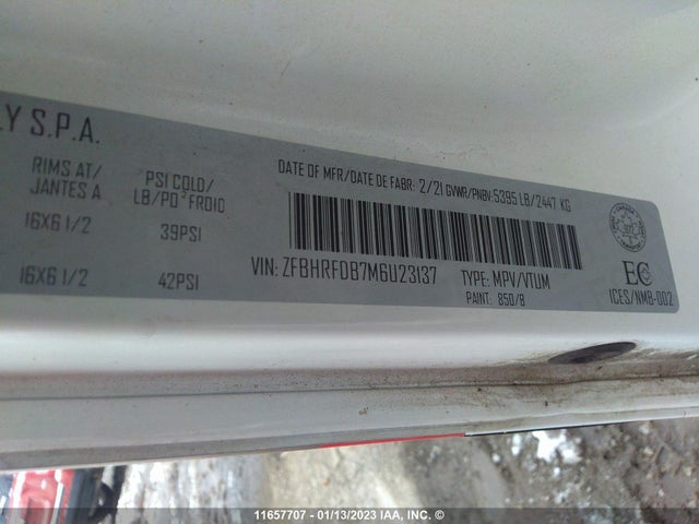 ZFBHRFDB7M6U23137 RAM Promaster City Tradesman Slt
