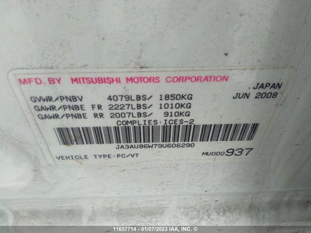 JA3AU86W79U606290 Mitsubishi LANCER GTS