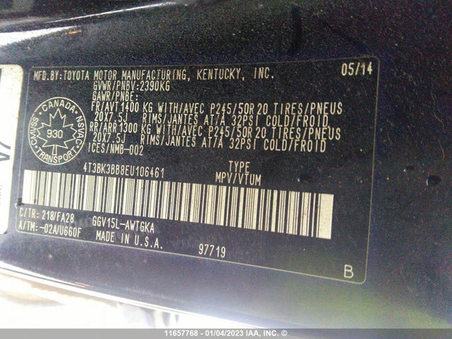 Toyota Venza 2014 4T3BK3BB8EU106461 Image 10