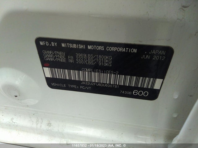 JA32U2FU6DU600781 Mitsubishi Lancer Es/es Sport