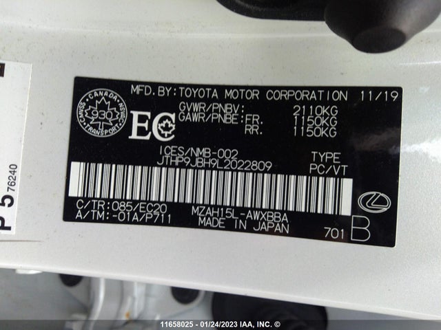 JTHP9JBH9L2022809 Lexus UX 250H