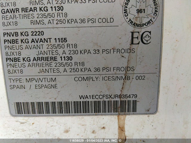 WA1ECCFSXJR035479 Audi Q3 PREMIUM