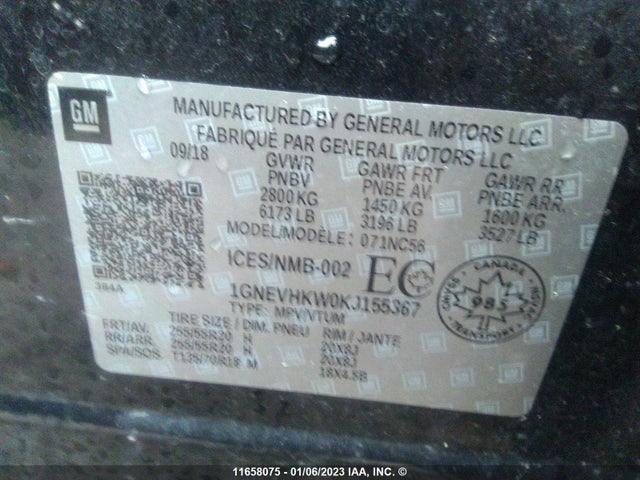 Chevrolet Traverse Lt 2019 1GNEVHKW0KJ155367 Image 9