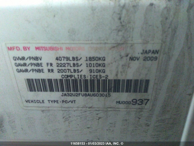 JA32U2FU8AU603015 Mitsubishi Lancer Es/es Sport