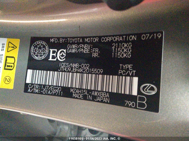 JTHU9JBH4K2015509 Lexus UX 250H