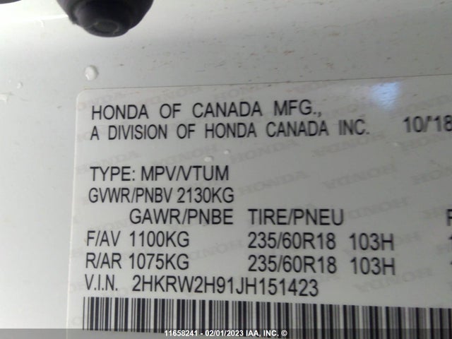 Honda Cr-v Touring 2018 2HKRW2H91JH151423 Image 9