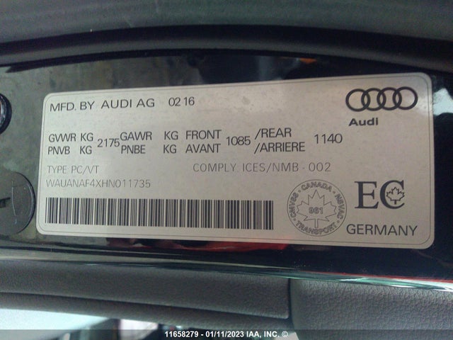 WAUANAF4XHN011735 Audi A4 PREMIUM