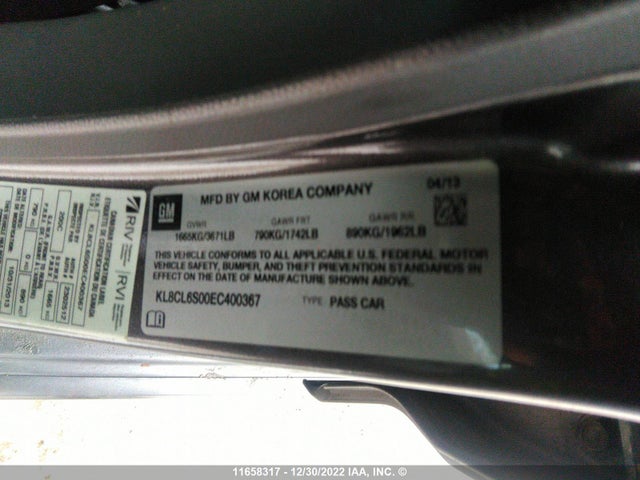 Chevrolet Spark Ev 2lt 2014 KL8CL6S00EC400367 Image 9