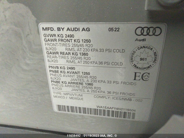 WA1EAAFY4N2115504 Audi Q5 Premium Plus 45