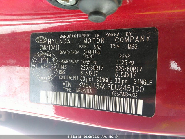 Hyundai Tucson Gl/gls 2011 KM8JT3AC3BU245100 Image 10