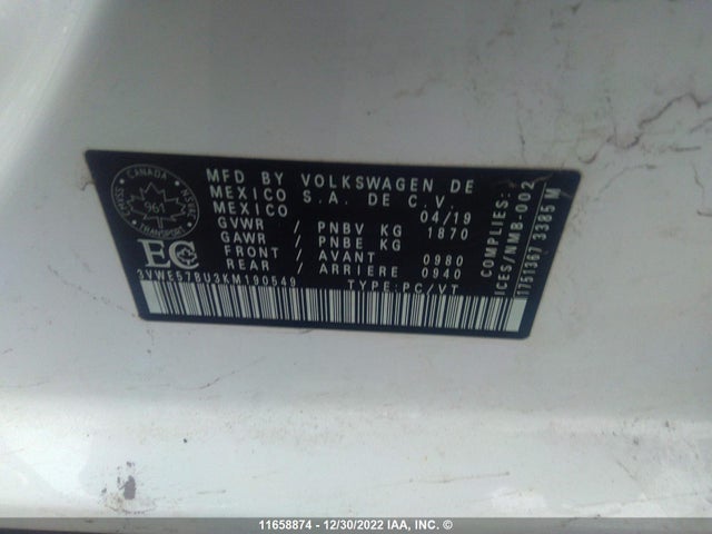 Volkswagen JETTA SEL 2019 3VWE57BU3KM190549 Image 11