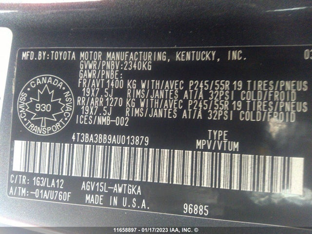 Toyota Venza 2010 4T3BA3BB9AU013879 Image 10