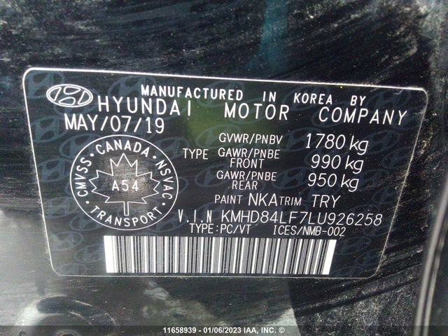 Продажа на аукционе авто 2020 Hyundai Elantra Sel/value/limited, vin: KMHD84LF7LU926258, номер лота: 11658939