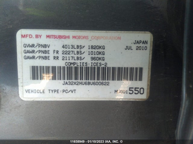 JA32X2HU6BU600622 Mitsubishi Lancer Es/es Sport
