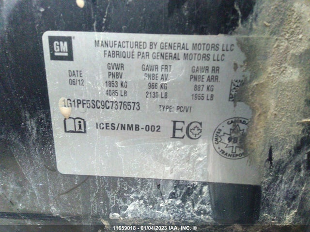 Chevrolet Cruze 2012 1G1PF5SC9C7376573 Image 11