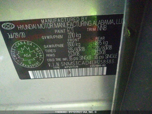 Hyundai Santa Fe 2020 5NMS3CAD4LH258383 Image 9