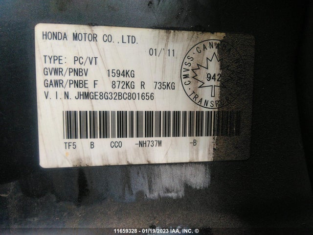 Honda Fit 2011 JHMGE8G32BC801656 Image 9