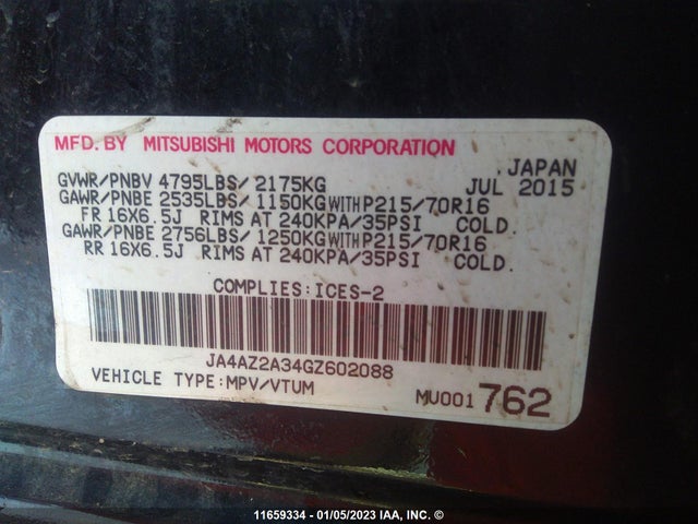 JA4AZ2A34GZ602088 Mitsubishi Outlander Es