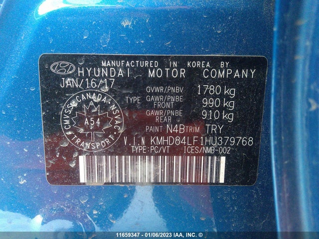 Hyundai Elantra 2017 KMHD84LF1HU379768 Image 10