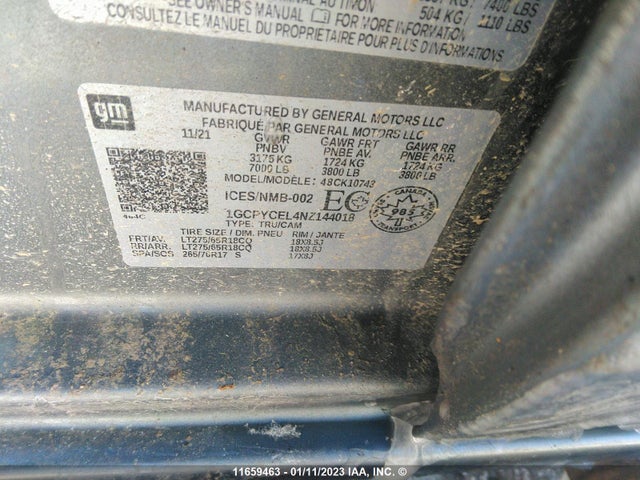 Chevrolet Silverado Ltd K1500 Trail Boss Custom 2022 1GCPYCEL4NZ144018 Image 9