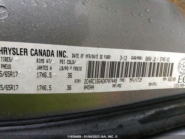 2C4RC1BG4DR707449 Chrysler Town & Country Touring