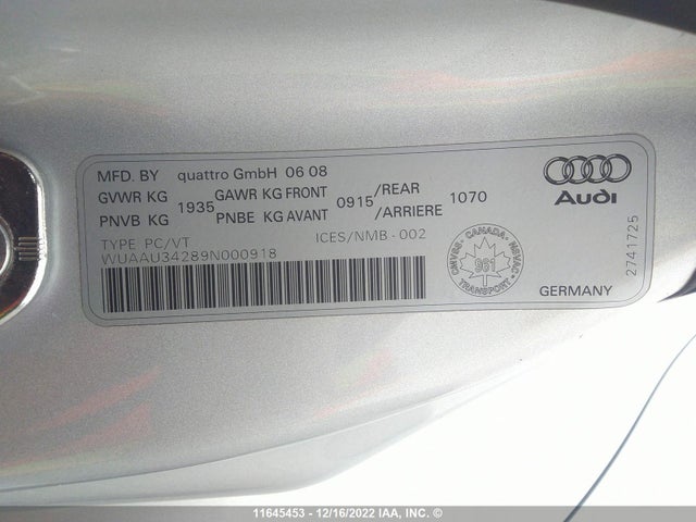 WUAAU34289N000918 Audi R8 4.2 Quattro