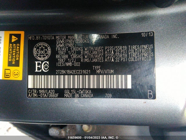 2T2BK1BA2EC231621 Lexus Rx 350/base/f Sport