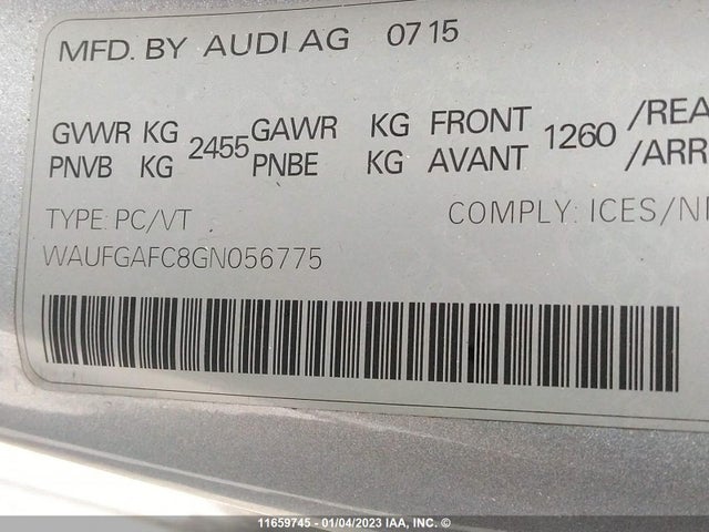 WAUFGAFC8GN056775 Audi A6 Premium Plus