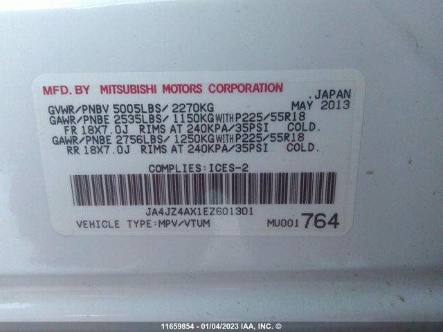 JA4JZ4AX1EZ601301 Mitsubishi OUTLANDER GT