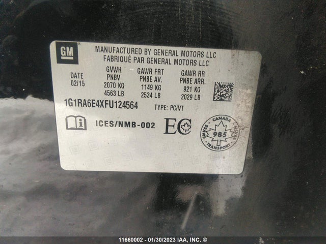 Chevrolet Volt 2015 1G1RA6E4XFU124564 Image 9