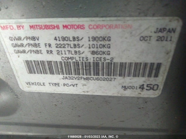 JA32V2FW8CU602027 Mitsubishi Lancer Se