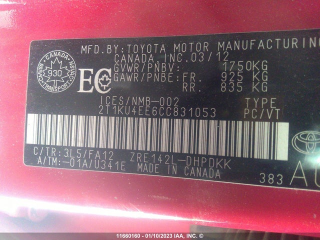 Toyota Matrix 2012 2T1KU4EE6CC831053 Image 10