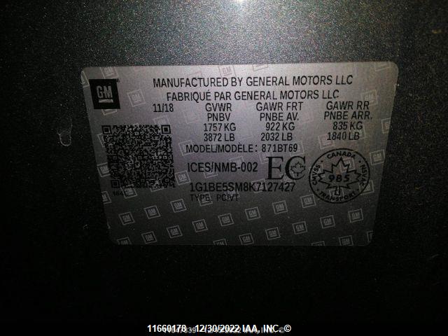 Chevrolet CRUZE LT 2019 1G1BE5SM8K7127427 Image 9