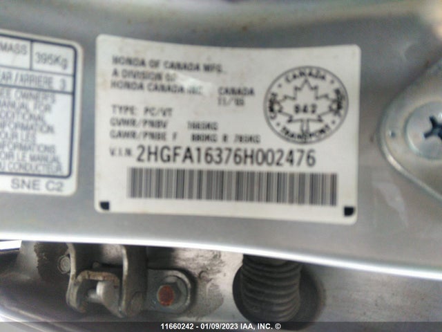 Honda Civic Dx Vp 2006 2HGFA16376H002476 Image 10