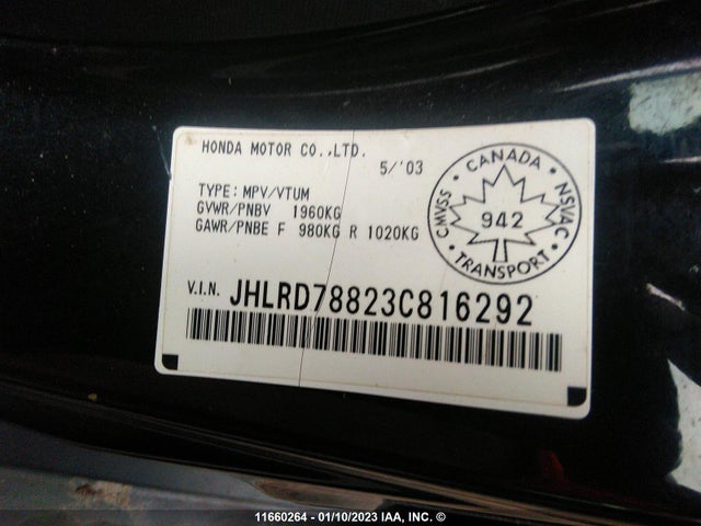 Honda CR-V EX 2003 JHLRD78823C816292 Image 10