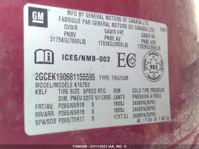 Chevrolet SILVERADO 1500 2008 2GCEK190681155595 Image 10