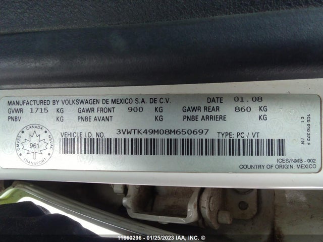 Volkswagen City Jetta 2008 3VWTK49M08M650697 Image 10