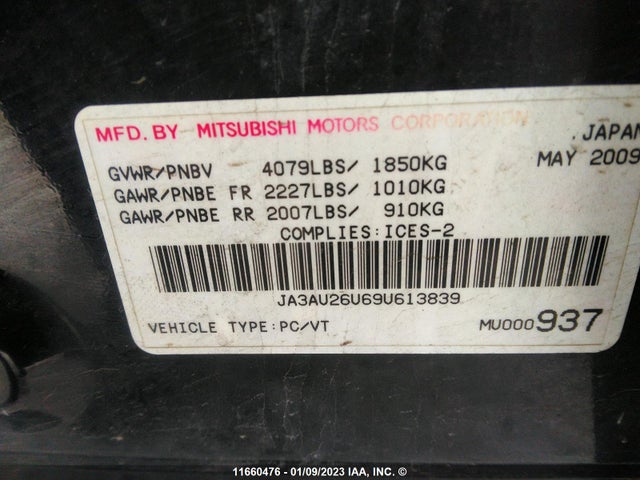JA3AU26U69U613839 Mitsubishi Lancer Es/es Sport