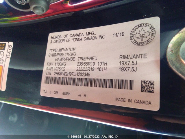 Honda CR-V 2020 2HKRW2H97LH202345 Image 11