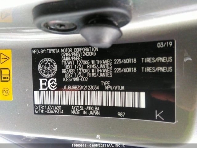 JTJBJRBZ2K2123034 Lexus NX 300H