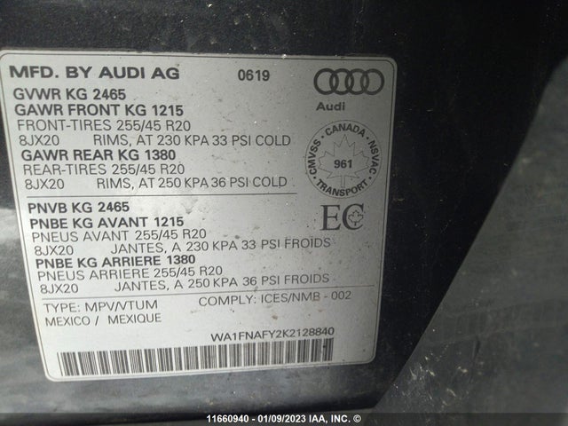 WA1FNAFY2K2128840 Audi Q5 Technik S-line